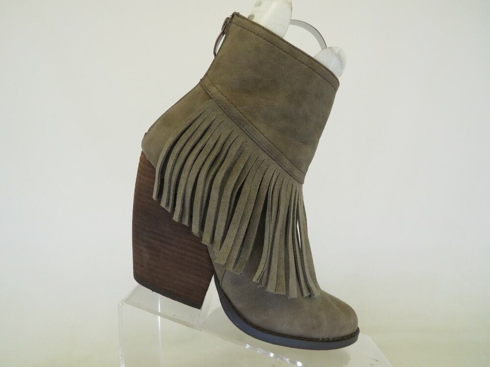 VERY VOLATILE Womens Brown Suede Fringe Zip Ankle Boots Bootie Size 7.5 M
